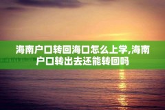 海南户口转回海口怎么上学,海南户口转出去还能转回吗