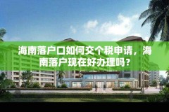 海南落户口如何交个税申请,海南落户现在好办理吗?