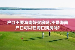 户口不要海南好买房吗,不是海南户口可以在海口购房吗?