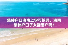 集体户口海南上学可以吗，海南集体户口子女能落户吗？