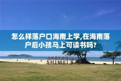 怎么样落户口海南上学,在海南落户后小孩马上可读书吗?