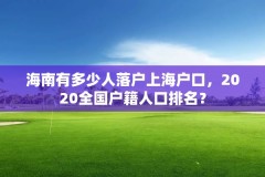 海南有多少人落户上海户口,2020全国户籍人口排名?