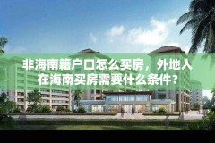 非海南籍户口怎么买房,外地人在海南买房需要什么条件?