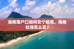 海南落户口如何交个税呢，海南社保怎么买？