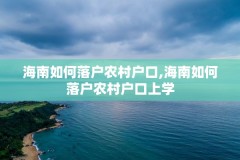 海南如何落户农村户口,海南如何落户农村户口上学