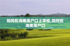 如何在海南落户口上学校,如何在海南落户口