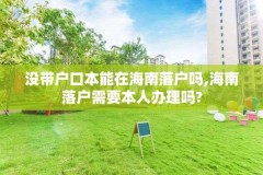没带户口本能在海南落户吗,海南落户需要本人办理吗?