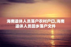 海南退休人员落户农村户口,海南退休人员回乡落户文件