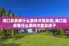 海口买房要什么条件才能买房,海口买房要什么条件才能买房子