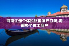 海南注册个体执照能落户口吗,海南办个体工商户