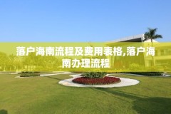 落户海南流程及费用表格,落户海南办理流程