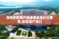 海南职称落户具体要求是什么意思,职称落户海口