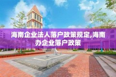 海南企业法人落户政策规定,海南办企业落户政策