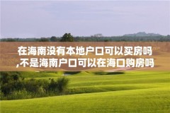 在海南没有本地户口可以买房吗,不是海南户口可以在海口购房吗?
