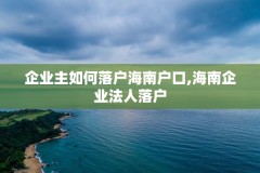 企业主如何落户海南户口,海南企业法人落户