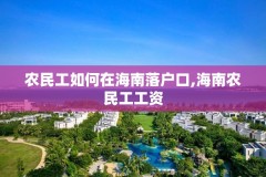 农民工如何在海南落户口,海南农民工工资