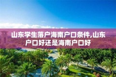 山东学生落户海南户口条件,山东户口好还是海南户口好