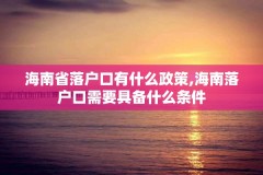 海南省落户口有什么政策,海南落户口需要具备什么条件