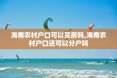 海南农村户口可以买房吗,海南农村户口还可以分户吗