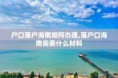 户口落户海南如何办理,落户口海南需要什么材料