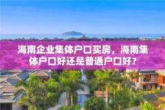 海南企业集体户口买房，海南集体户口好还是普通户口好？