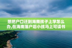 想把户口迁到海南孩子上学怎么办,在海南落户后小孩马上可读书吗?