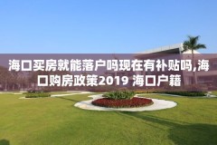海口买房就能落户吗现在有补贴吗,海口购房政策2019 海口户籍