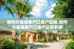 如何办理海南户口落户证明,如何办理海南户口落户证明手续