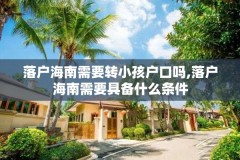落户海南需要转小孩户口吗,落户海南需要具备什么条件