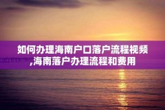 如何办理海南户口落户流程视频,海南落户办理流程和费用