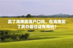 买了海南房落户口吗,在海南买了房办居住证有用吗?
