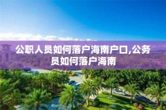公职人员如何落户海南户口,公务员如何落户海南