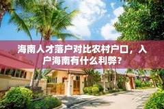 海南人才落户对比农村户口,入户海南有什么利弊?