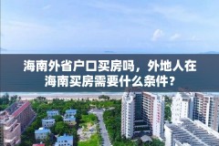 海南外省户口买房吗，外地人在海南买房需要什么条件？