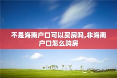 不是海南户口可以买房吗,非海南户口怎么购房