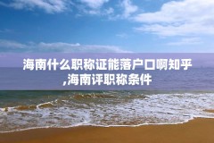 海南什么职称证能落户口啊知乎,海南评职称条件