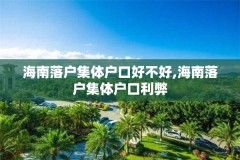 海南落户集体户口好不好,海南落户集体户口利弊