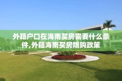 外籍户口在海南买房需要什么条件,外籍海南买房限购政策