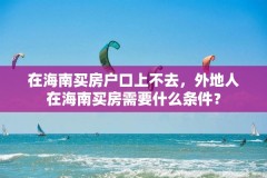 在海南买房户口上不去,外地人在海南买房需要什么条件?