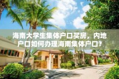 海南大学生集体户口买房，内地户口如何办理海南集体户口？
