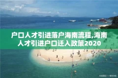 户口人才引进落户海南流程,海南人才引进户口迁入政策2020