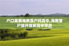 户口需要海南落户吗高中,海南落户放开限制高中学历
