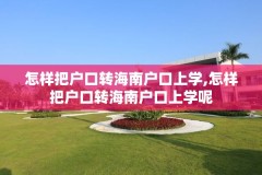怎样把户口转海南户口上学,怎样把户口转海南户口上学呢