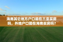 海南其它地方户口能在三亚买房吗,外地户口能在海南买房吗?