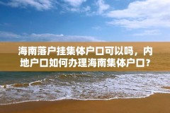 海南落户挂集体户口可以吗，内地户口如何办理海南集体户口？