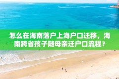 怎么在海南落户上海户口迁移,海南跨省孩子随母亲迁户口流程?