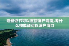 哪些证书可以直接落户海南,考什么技能证可以落户海口