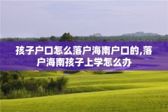 孩子户口怎么落户海南户口的,落户海南孩子上学怎么办