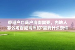 香港户口落户海南需要,内地人怎么考香港驾照的?需要什么条件?
