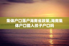 集体户口落户海南省政策,海南集体户口能入孩子户口吗